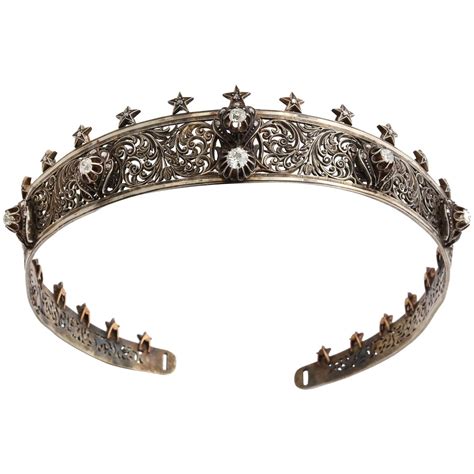 19th Century Diamond Silver Gold Tiara For Sale at 1stdibs