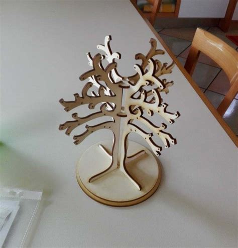 Laser Cut Wooden Jewelry Tree DXF File Free Download - 3axis.co