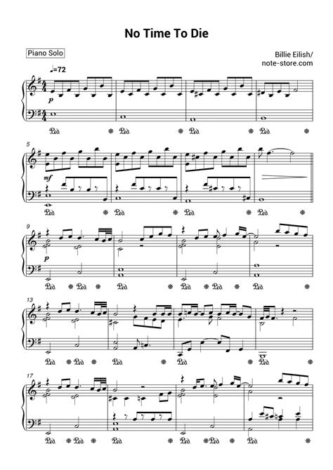 Billie Eilish - No Time To Die sheet music for piano download | Piano ...