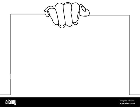 Man hand holding a blank card vector illustration- continuous line drawing Stock Vector Image ...