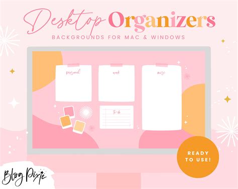 Desktop Organizer Wallpaper Pink Desktop Background Cute - Etsy