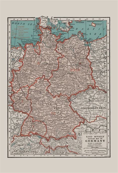 VINTAGE GERMANY MAP, Vintage Map of Germany Wall Art, Vintage Map Reproduction, German Map ...