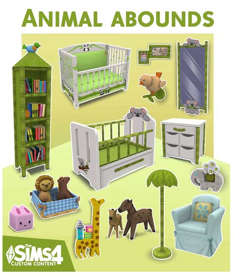 an animal themed nursery room is featured in this poster