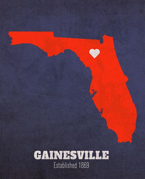 Gainesville Florida City Map Founded 1869 University of Florida Color Palette Mixed Media by ...