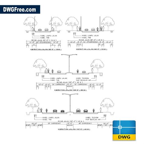 Street section Drawing. Download free in Autocad. DwgFree