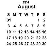 2014 Calendar August Template Free Stock Photo - Public Domain Pictures