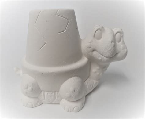 Turtle Planter Ready to Paint.ceramic Bisque Medium Garden Pot.u-paint ...