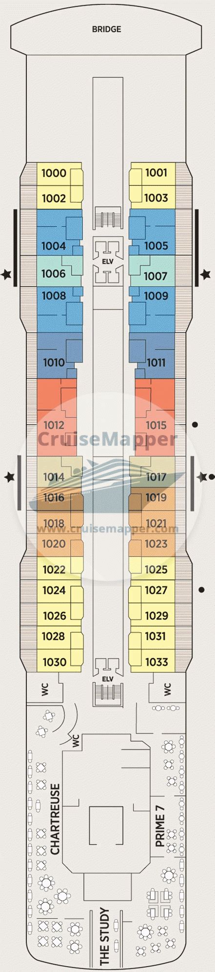 Seven Seas Explorer deck 10 plan | CruiseMapper