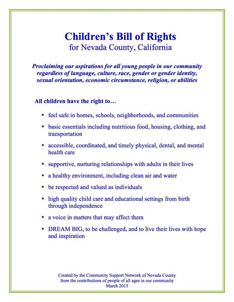 Bill Of Rights Poster For Kids