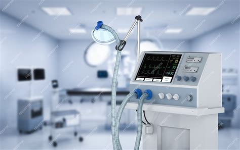 Premium Photo | 3d rendering medical ventilator machine in hospital