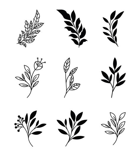 set of minimalist tattoo of plants 2712701 Vector Art at Vecteezy