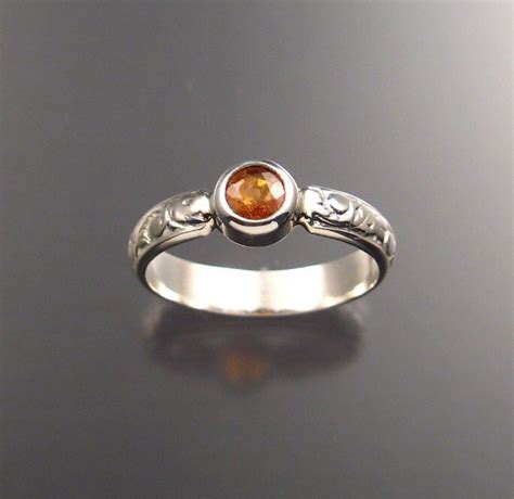 Orange Garnet Ring Sterling silver made to order in your size