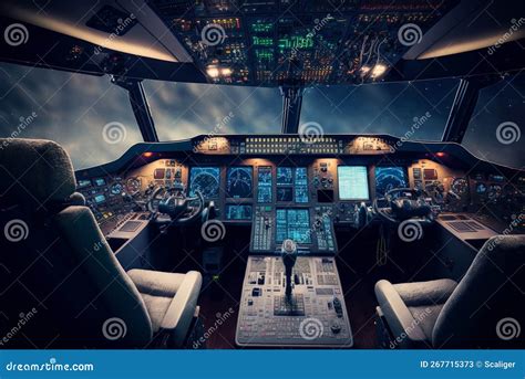 Cockpit Of An Airplane With A Pilots. Generative Ai Royalty-Free Stock Image | CartoonDealer.com ...