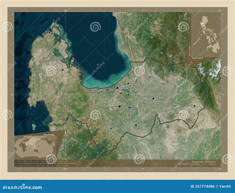 Pangasinan, Philippines. High-res Satellite. Labelled Points of Stock Illustration ...