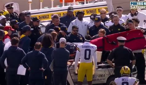 Breaking: Michigan Assistant Coach Mike Hart Carted Off Field After ...