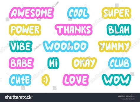 Collection Cute Stickers On White Background Stock Vector (Royalty Free) 2216284101 | Shutterstock