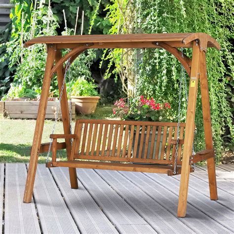 Larch Wood Wooden Garden Swing Chair Seat
