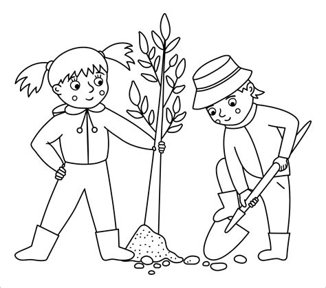 Planting Trees Clipart Black And White