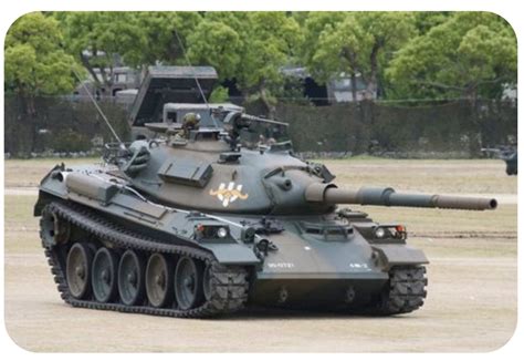 Type 74 MBT (main battle tank) of the Japan Ground Self-Defense Force, built by Mitsubishi as a ...