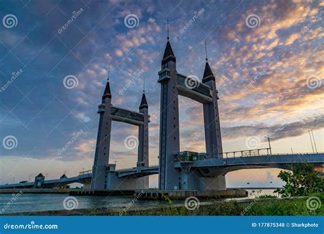 The Iconic Drawbridge Located Across the River in the Terengganu, Malaysia Stock Photo - Image ...