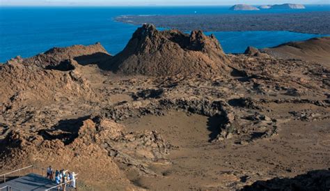 Bartolome in Galapagos Islands view of the volcanic terrain and the ...