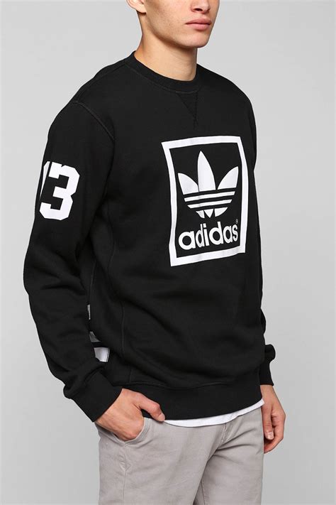 adidas Originals Trefoil Crew-Neck Sweatshirt in Black for Men - Lyst