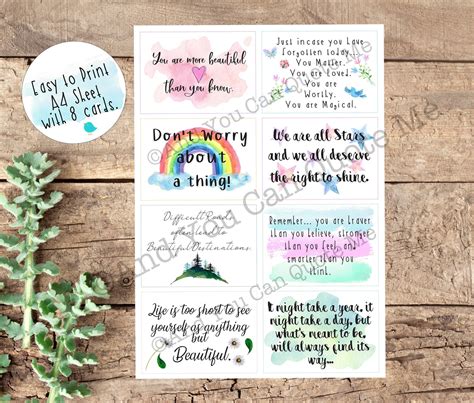 Printable Positivity Cards Inspirational Words Encouragement | Etsy