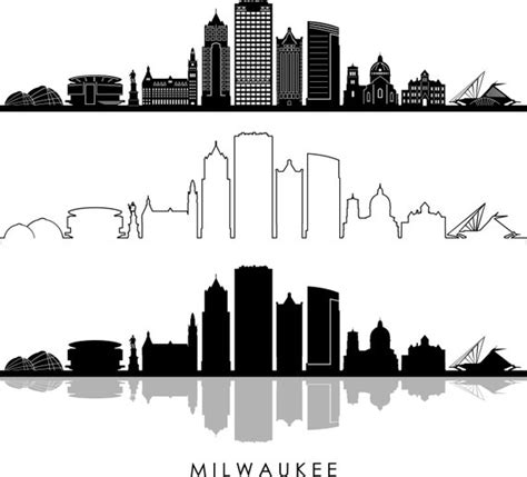 MILWAUKEE Wisconsin USA SKYLINE City Outline Silhouette Vector - Etsy ...