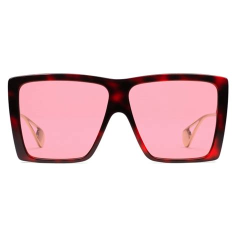 Gucci - Square-Frame Sunglasses - Cherry Red - Gucci Eyewear - Avvenice