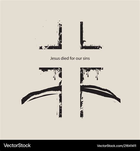 Abstract cross with words jesus died for our sins Vector Image