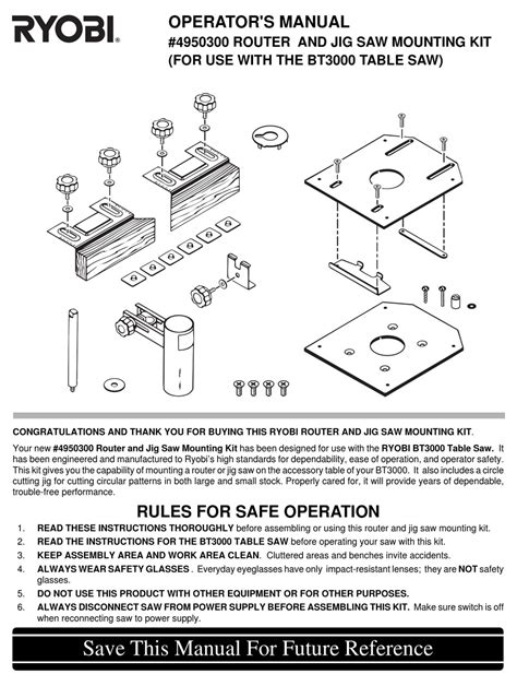 Ryobi Bt3000 Table Saw Manual