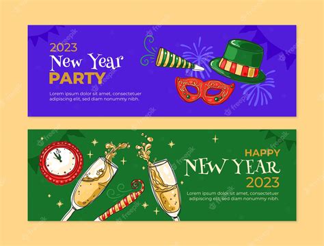 Premium Vector | New year celebration horizontal banner template