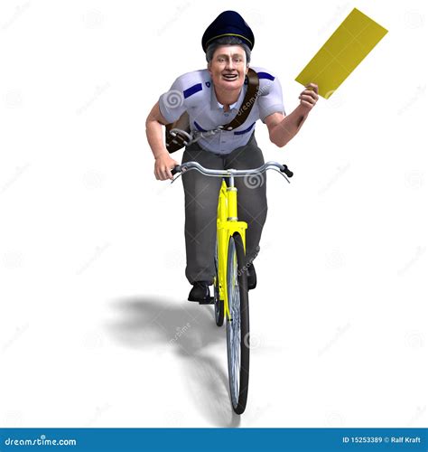 A Postman on a Bike with a Letter Stock Illustration - Illustration of ...