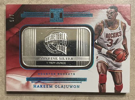 2022-23 Panini Impeccable Hakeem Olajuwon Hall Of Fame Silver Bar 5/7 Rockets | eBay