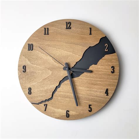 Modern Wall Clock With Numbers Silent Unique Wood Minimalist - Etsy