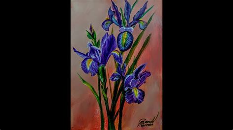 Acrylic Painting of Iris Flowers - YouTube
