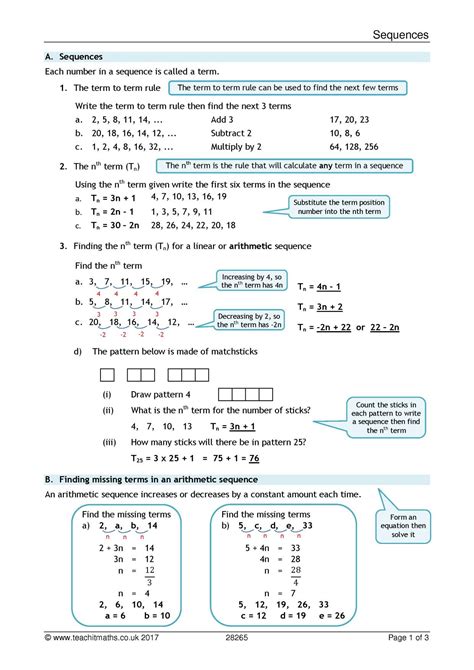 Ks4 Algebra Sequences – Nth Term Teachit Maths — db-excel.com