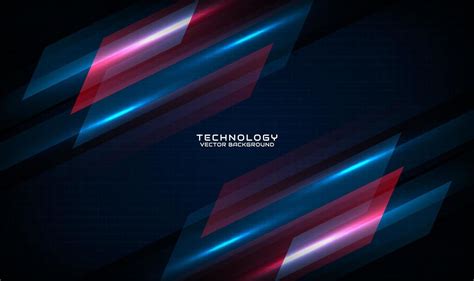 3D blue red techno abstract background overlap layer on dark space with ...