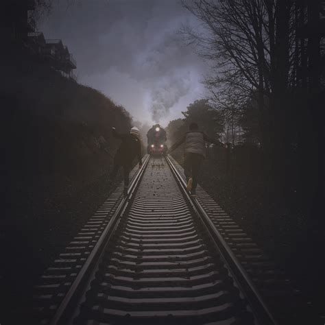 Free Images : light, track, fog, mist, night, sunlight, morning, rail, transport, evening ...