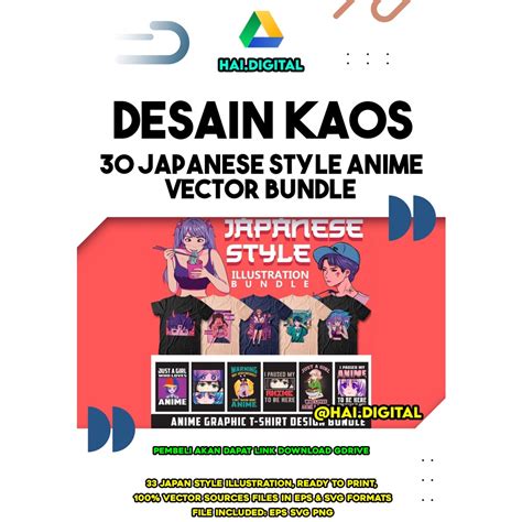 Jual 33 Desain Kaos Japanese Style Anime Vector Bundle | Shopee Indonesia