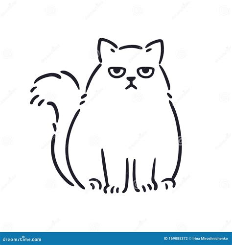 Angry cat drawing stock vector. Illustration of simple - 169085372