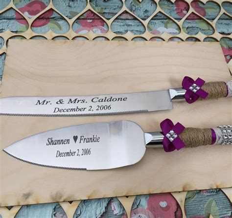 Personalized Wedding Cake Knife Set / Burlap Knife Set / Cake Cutting Set / Rustic Wedding ...