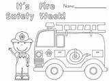 Fire Safety Week Coloring Preschool Prevention Color Book Truck  sketch template