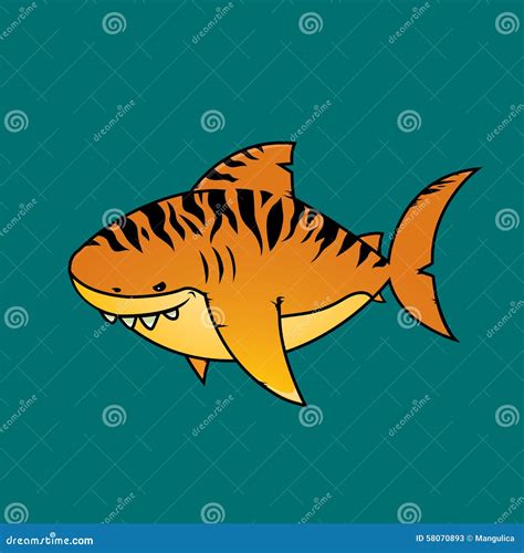 Tiger Shark, Galeocerdo Cuvier. Fish Collection Vector Illustration | CartoonDealer.com #210133170