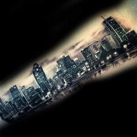 70 City Skyline Tattoo Designs For Men - Downtown Ink Ideas