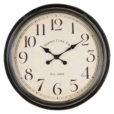 Whitley 24.5 in. Aged Black Tin Oversized Wall Clock - Walmart.com
