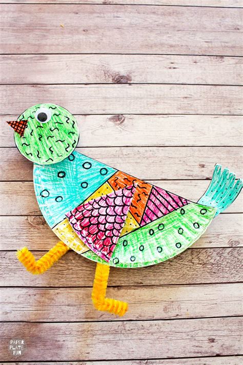 Make a Colorful Paper Plate Bird Craft - Paper Plate Fun