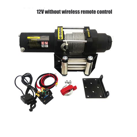 12v/24v 5000 lbs Synthetic Rope Electric Winch For Traction Portable Winch Car Trailer ATV Truck ...