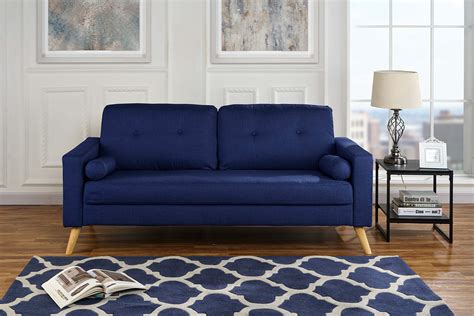 Casa Andrea Milano Modern Living Room Fabric Sofa, Couch with Tufted Buttons (Dark Blue) - LAVORIST