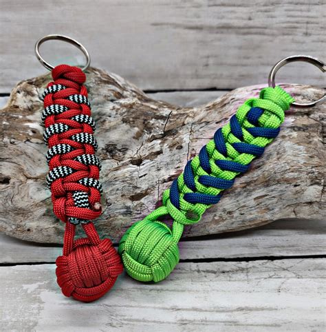 Paracord Keychain with Stainless Steel Ball Bearing Covered | Etsy